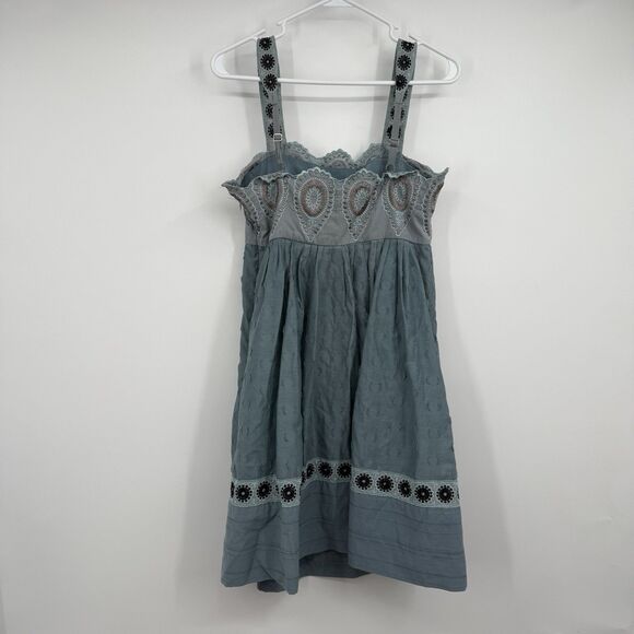 BCBG MaxAzria Runway Embroidered Lined Adjustable Dress 4 Boho Hippie Peasant - Picture 7 of 16